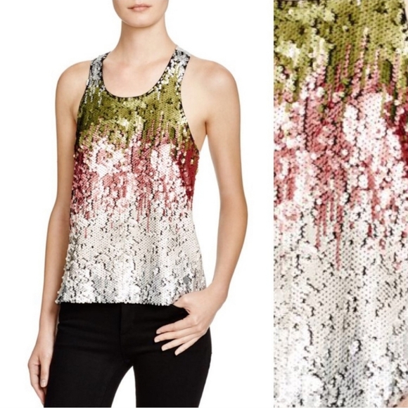 NWOT Elizabeth and James Marla Ombre Sequin Embellished Tank Top Size S - Picture 1 of 10